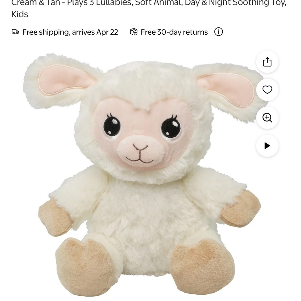 Adorable Cream & Tan Plush Lamb Toy